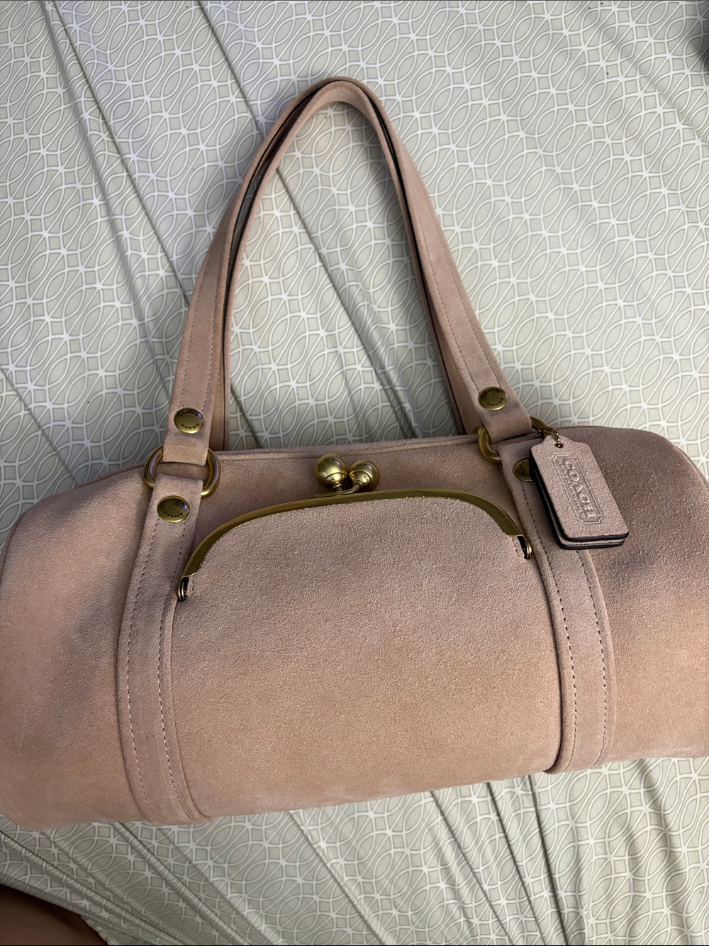 Coach Pink Suede Shoulder Bag